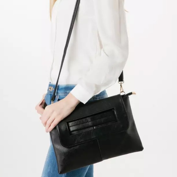 CLAUDINE Envelope Clutch, Black - Picture 3 of 8